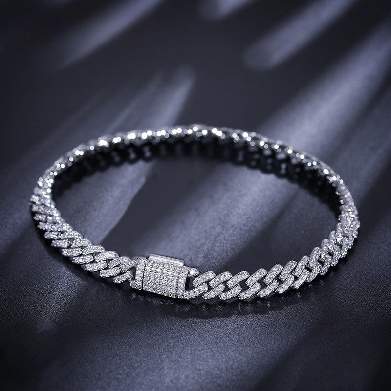 Diamond cuban link bracelet silver Clearance