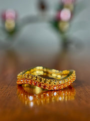 Yellow Sapphire and Orange Sapphire Stacking 14k Gold Vermeil Wave Ring