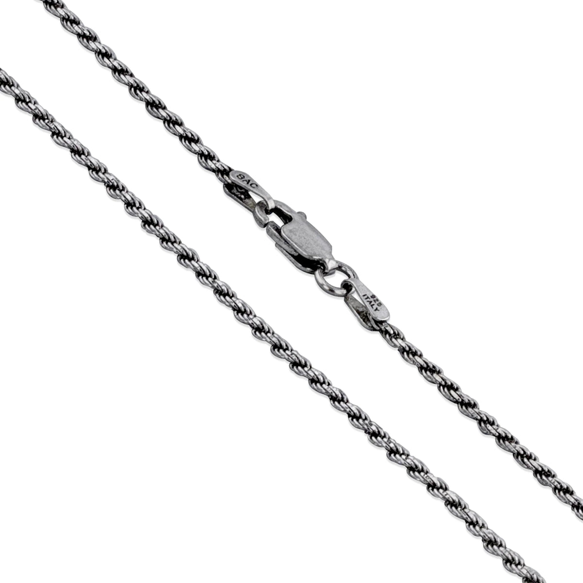 Oxidized 925 Sterling Silver Rope Chain - 2.3mm