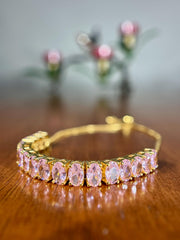 Pink Sapphire 14K Gold Vermeil Resizable Bolo Bracelet
