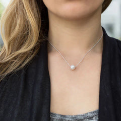 Floating Freshwater Pearl Sterling Silver Necklace