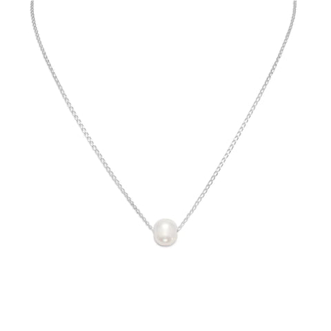 Floating Freshwater Pearl Sterling Silver Necklace