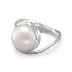 Freshwater Pearl Open Band Sterling Silver Ring