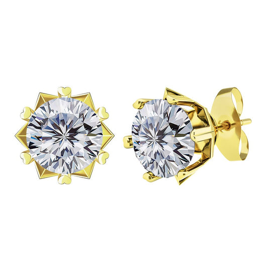 Round Cut Moissanite Earrings in 14k Gold