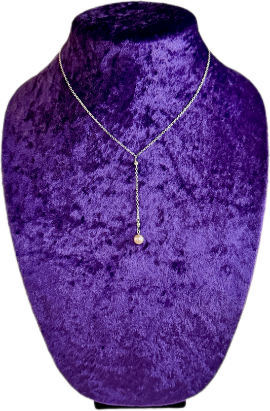 Natural Pink Freshwater Pearl Drop Necklace – 7.5mm (Limited Supplies)