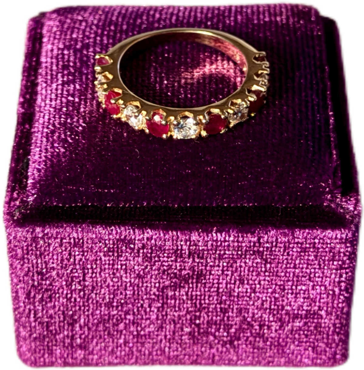 Natural Ruby and Lab Diamond Ring