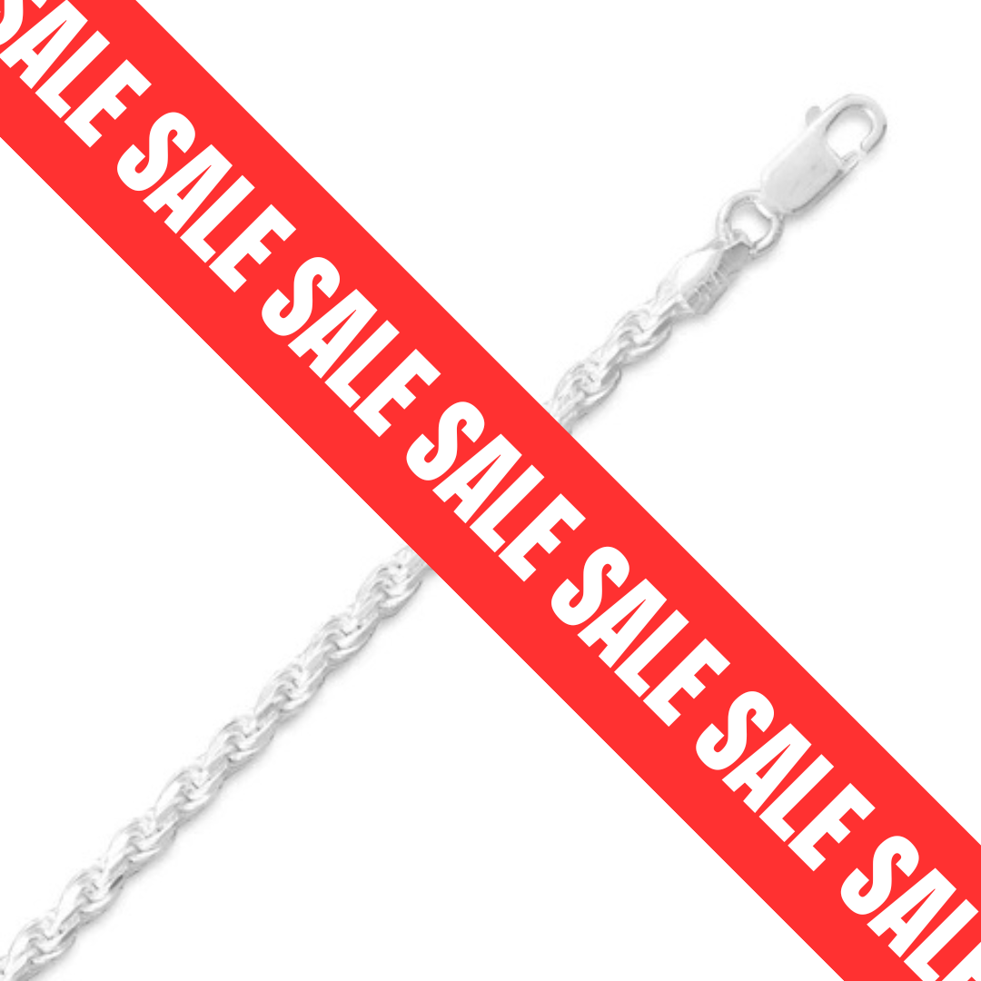 925 Sterling Silver Diamond Cut Rope Chain (3.3mm)