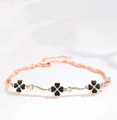 925 Sterling Silver Black Clover Bracelet