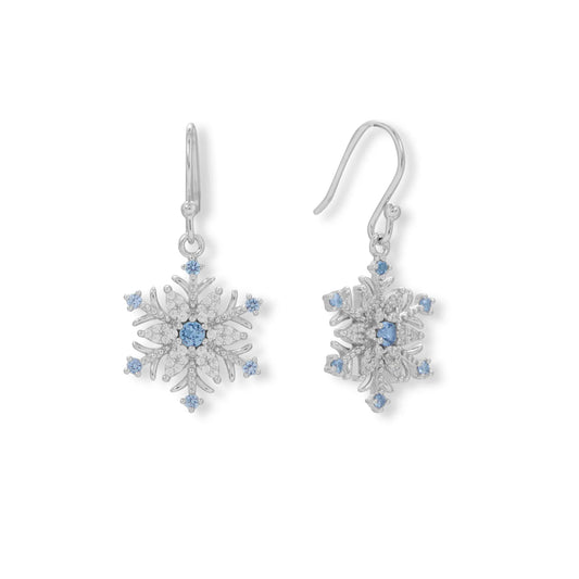 925 Sterling Silver Snowflake Earrings