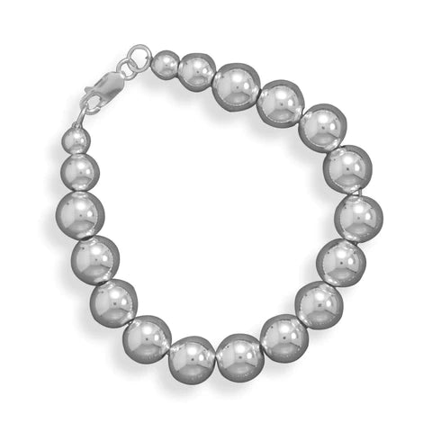 Sterling Silver Bead Bracelet (10mm)