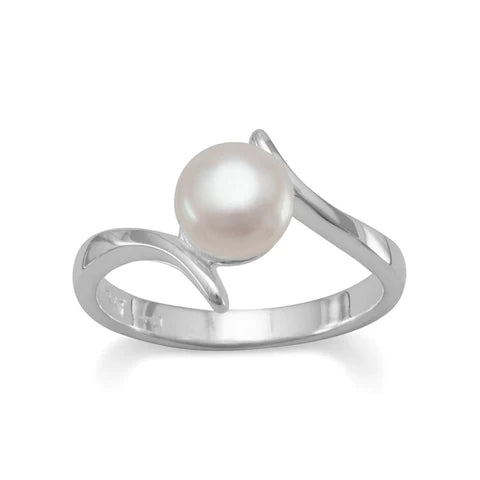 Sterling Silver Crossover Freshwater Pearl Ring