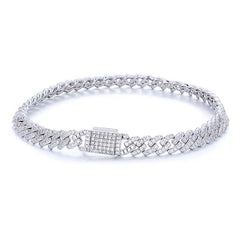 6mm Moissanite Cuban Link Bracelet in Silver