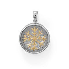 Two Tone Dancing Stones Snowflake Pendant