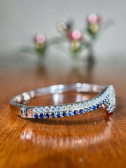 Sapphire and Aquamarine Wave Bangle Bracelet