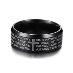 Engraved Lord's Prayer Stainless Steel Ring