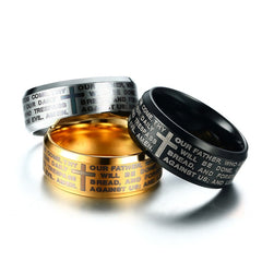 Engraved Lord's Prayer Stainless Steel Ring