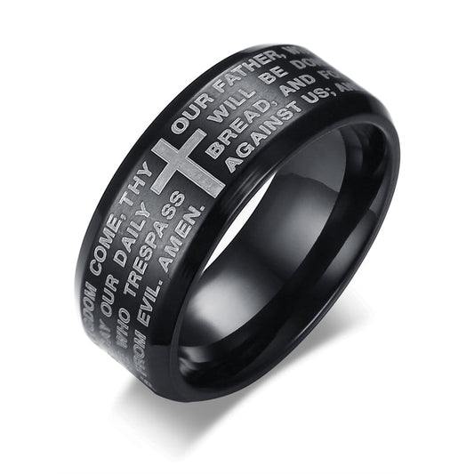 Engraved Lord's Prayer Stainless Steel Ring