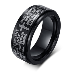 Rotating Lord's Prayer Stainless Steel Ring