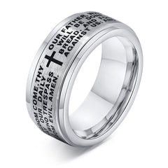 Rotating Lord's Prayer Stainless Steel Ring