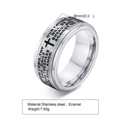 Rotating Lord's Prayer Stainless Steel Ring